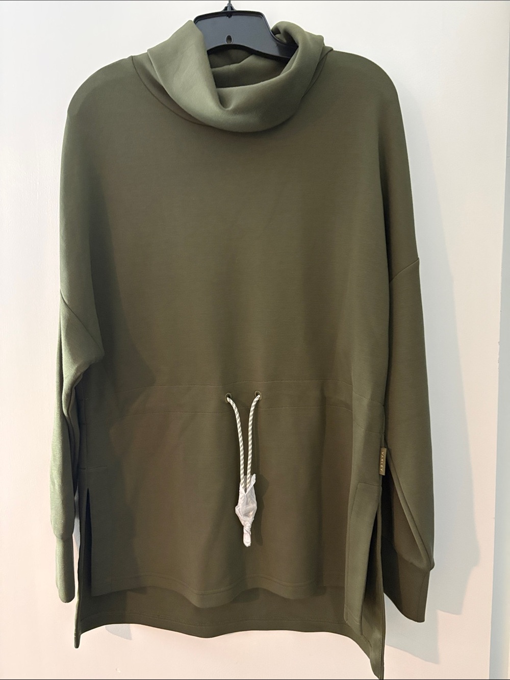 Varley Olive Cowl-Neck Pullover with Drawstring